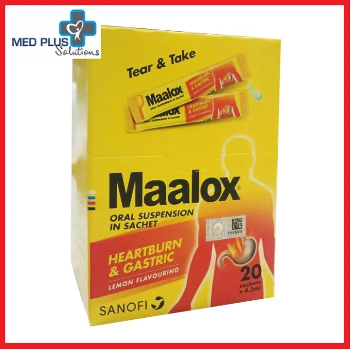 Maalox Oral Suspension In Sachet 4 3ml X 20 Sachets Lemon Flavour Heartburn Gastric Exp 5 2024 Lazada