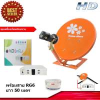 กล่องรับสัญญาณดาวเทียม จีเอ็มเอ็ม แซท รุ่น GMMZ HD Smile + ชุดจานดาวเทียมปิคนิค Thaisat (35cm.) ตั้งพื้น พร้อมสาย RG6