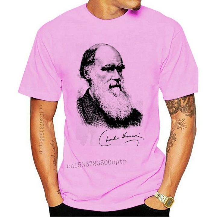 New Simple Short-Sleeved Cotton T-Shirt Charles Darwin Portrait ...
