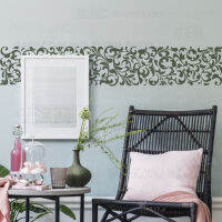 111 ซม.-111 ซม.Stencil Wall Decor สำหรับภาพวาดพลาสเตอร์แม่แบบสีขอบ Retro Vintage คลาสสิก Divider Vine s325-mu xuan trade