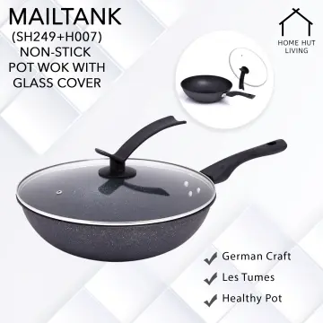 38cm Non-Stick Wok w/Glass Cover