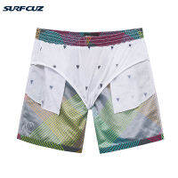 SURFCUZ Swimming Trunks Polyester Fiber Quick-Drying Mens Beach Shorts With Pockets Casual Stripes New Fashion Quarter Pants