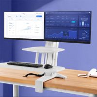 NB ST35-2A desktop clamped ergonomic 19-27 inch dual monitor integrated sit stand workstation with keyboard tray computer desk