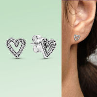 Silver Heart Stud Earrings for Women 925 Sterling Silver Ear Pins Statement Jewelry Acccessories Brincos Female Fine Jewel
