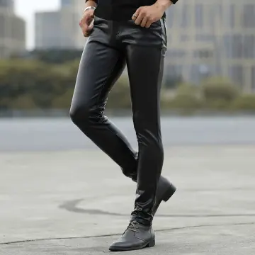 Mens Faux Leather Shiny Pants Leggings Fashion Low Waist Tight Trousers  Club Stage Show Rock Band Performance,Black,S : : Clothing, Shoes  & Accessories