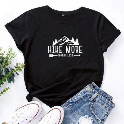 ﺴ Hike Worry Less T for Short Sleeve Hiking Outdoors Tees Camping