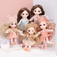 (Popular toys) ใหม่13ที่สามารถเคลื่อนย้ายปล้องตุ๊กตา BJD ใบหน้าน่ารัก16เซนติเมตรตุ๊กตาเด็กสาวแต่งตัวแฟชั่นเสื้อผ้าเล่นบ้านของเล่นเด็กของเล่นสำหรับสาวๆของขวัญ