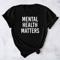 【cw】 Mental Matters Print T Shirt Short Sleeve O Neck Loose Ladies Fashion Tee ！