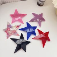 Sweet Cool Y2k Hair Accessories Blue Black Shiny Star Hair Clips Hyperbole Harajuku Pentagram Hair Pins for Women Girls Party