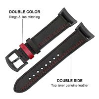 Double Color Genuine Leather Watchband for Samsung Gear Fit 2 SM-R360 / Fit2 Pro SM-R365 Smart Watch Band Wrist Strap Wristbandby Hs2023