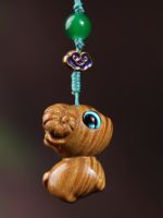 sandalwood carving cute little hanging chain solid craft gift zodiac mobile phone key pendant hot style