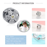 ELESHE 2020 Christmas 925 Sterling Silver Daisy Flower Charm Custom Photo DIY Bead Fit Original Bracelet Bangle Women Jewelry