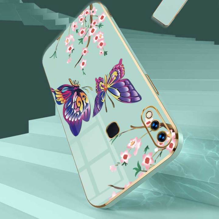 เคสสำหรับ-vivo-v11i-vivo-z3-vivo-z3i-vivo-v11-vivo-x21s-vivo-v11-pro-ผีเสื้อที่สวยงามพร้อมเคสป้องกันกล้องดอกไม้เคสโทรศัพท์กรอบซิลิโคนนิ่มพร้อมฟรีสายคล้อง