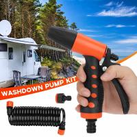 Wash Down Kit Ultraviolet-Resistant Hose Adjustable Nozzle Spray Gun Without Pump For Marine RV Car Boat Deck Cleaning