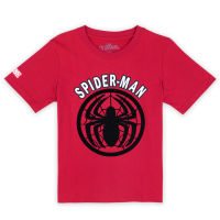 Marvel Boy Spider-Man Flock Print T-Shirt Cabonite - เสื้อเด็กโต มาร์เวลพิมพ์กำมะหยี่โลโก้ ลายสไปเดอร์แมน สินค้าลิขสิทธ์แท้100% characters studio