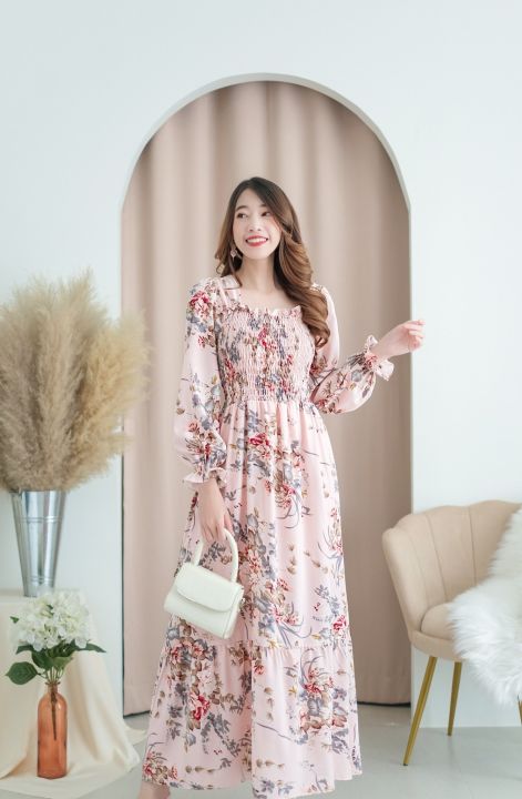 maxidress-สาวอวบ-ลายดอก-สมอค-รอบตัว-มีซับใน