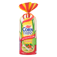 คอร์นติน แผ่นข้าวโพดอบกรอบ ผสมถั่วเหลืองและธัญพืช 150 กรัม - Corn Thins Soy, Linseed &amp; Chia 150g