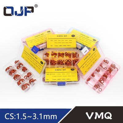 ☌ Thickness 1.5/1.9/2.4/3.1/1.8/2.65mm Rubber O Ring Seal Red Silicone/VMQ Sealing O-rings Washer o-ring set Assortment Kit Box