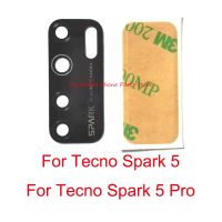 ฝาปิดเลนส์กระจกกล้องถ่ายรูปด้านหลังสำหรับ Tecno Spark 5 Pro Spark5 5pro กระจกหลังเลนส์กล้องพร้อมกาวสติ๊กเกอร์อะไหล่ซ่อม