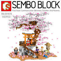 บล็อกตัวต่อต้นซากุระญี่ปุ่น แบบสตรีทวิว พร้อมมินิฟิกเกอร์ 6 ตัว SEMBO BLOCK 601076 จำนวน 1167 ชิ้น