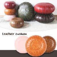 Moroccan PU Leather Pumpkin Shaped Ottoman Pouf Patchwork Craft Floor Seat Footstool Artificial Leather Unstuffed Seat Cushion