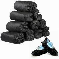 100Pack Disposable Shoe Covers Black Non Slip Boot Booties Covers for Indoors Outdoors Floor Carpet Contractors Shoe Protectors