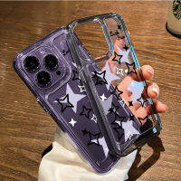 For IPhone 14 Pro Max IPhone Case Clear Case TPU Soft Case Reinforced Shockproof Black Star Simple Compatible with IPhone 13 Pro Max IPhone 12 Pro Max 11 7Plus 8Plus 6Plus XR Xs