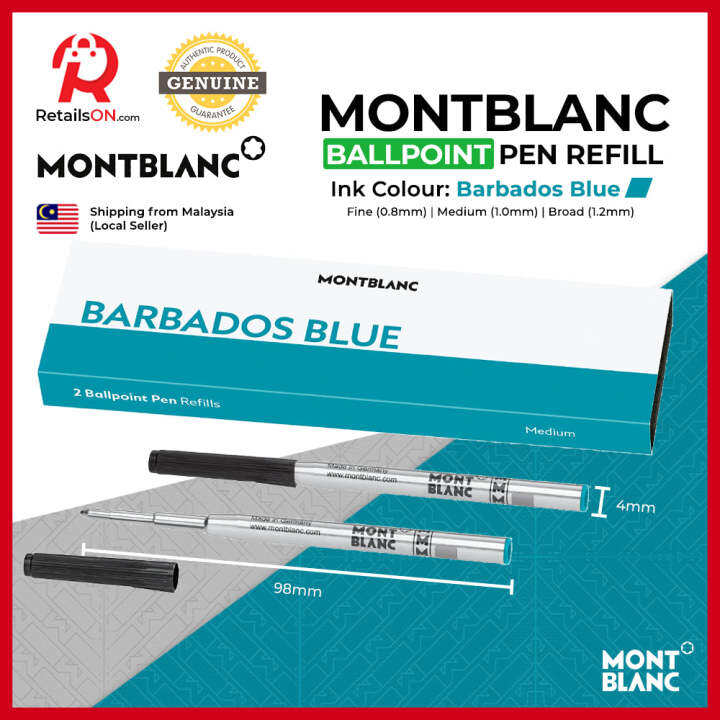 Montblanc Ballpoint Refill (2 Per Pack) Barbados Blue (ORIGINAL