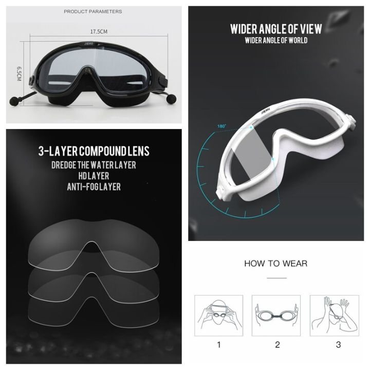 แว่นตาหน้ากากดำน้ำแว่นตาว่ายน้ำป้องกันการเกิดฝ้า-uv-แว่นตาปรับได้สำหรับเล่นกีฬาทางน้ำในสระว่ายน้ำกันน้ำสำหรับผู้ใหญ่