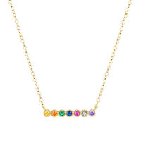 Modian Real 925 Sterling Silver Cute Rainbow Colorful Round Pendant Necklace Link Chain For Women Wedding Statement Jewelry