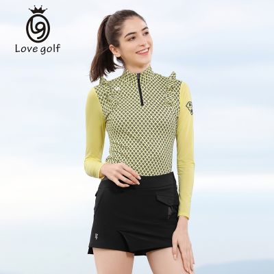 Lg GOLF เสื้อยืดแขนยาว ผ้าเรยอน พิมพ์ลาย แห้งเร็ว กันแดด สําหรับผู้หญิง LG2153 BFVX 9113