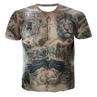 เซ็กซี่ Tattoo กล้ามเนื้อ T เสื้อ3D สัตว์เสื้อพิมพ์ลาย Tees ชายฤดูร้อน T เสื้อฮิปฮอปเสื้อผู้ชาย Streetwear ตลก T เสื้อ