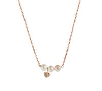 A.CEMI Mini Heart Pearl Necklace สร้อยคอมุกแท้ สร้อยคอเงินแท้ ชุบทอง 18K โรสโกลว์ สร้อยคอดีไซน์ ของขวัญแฟน