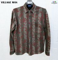 VILLAGE MAN แท้ อก42 เสื้อเชิ๊ตแขนยาวลายวินเทสคลาสสิก