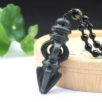 【CW】 Natural HetianPendant Necklace Carved Buddhism Instrument VajraPestleAmuletBeads ChainMen Women