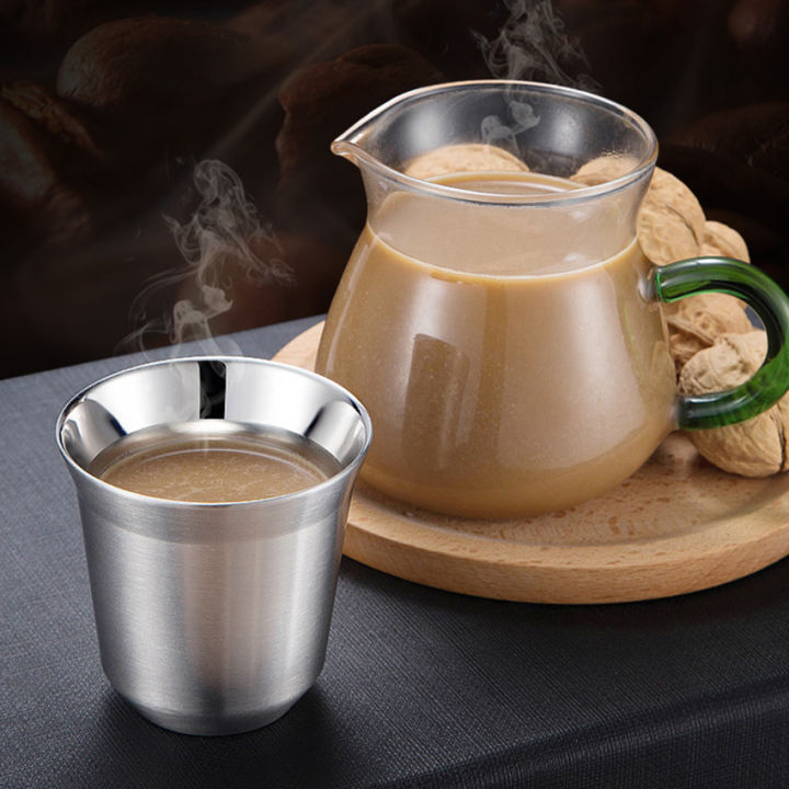 ถ้วยกาแฟถ้วยกาแฟผนังสองชั้นแก้วเอสเพรสโซ่สแตนเลสขนาด160มล-สำหรับดื่มแก้วกาแฟดื่มกาแฟดื่มเครื่องดื่ม