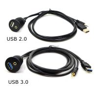 1m USB 3.0 USB 2.0 3.5mm to USB 3.5 mm AUX Extension Cable Flush Mount Cable Cord for Car/Boat/Trailer Dial Plate 3FT