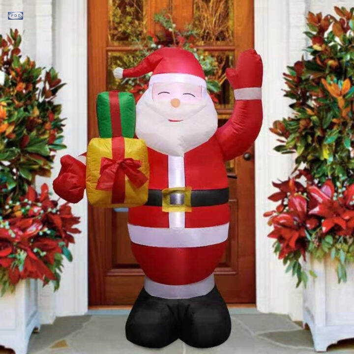 PDD Christmas Inflatable Santa Claus Built-in LED Lights with Gift Box ...