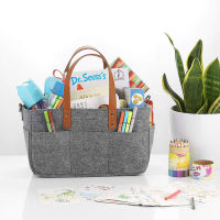 BEAUTYBIGBANG กระเป๋าใส่ผ้าอ้อมสักหลาด Multi-Grid Storage Bag Felt Mother Baby Diaper Bag Storage Carry Basket