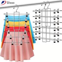 DISSO หลายชั้น พับเทปคลิป ปรับได้ปรับได้ กันลื่น ไม้แขวนสำเร็จรูป แบบพกพาได้ ชั้นวางกระโปรง ที่เก็บของในบ้าน