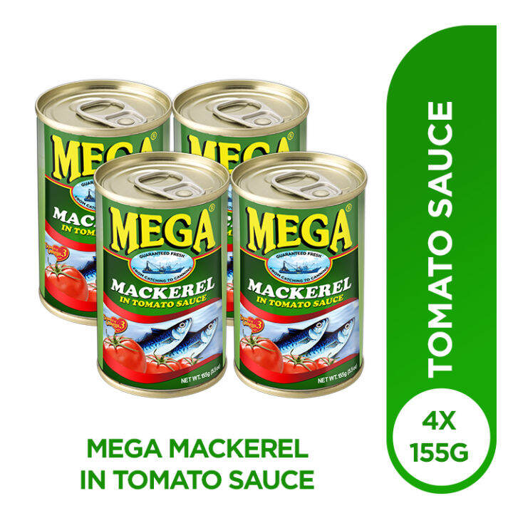 Mega Mackerel in Tomato Sauce 155g Pack of 4 Lazada PH