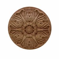 VZLX Round European Woodcarving Decal Home Decorative Wood Appliques Carved Applique Window Door Decor Wooden Figurines Crafts