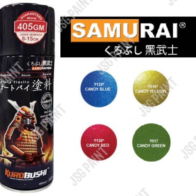 Samurai Spray Paint CANDY COLORS (4 Diff COLORS) 400ml Lazada PH