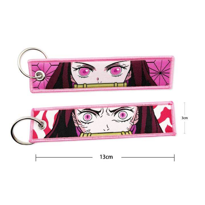 chainsaw-man-key-tag-keychain-for-motorcycles-anime-demon-slayer-key-fobs-key-ring-chaveiro-brand-tag-kids-gifts-key-chains