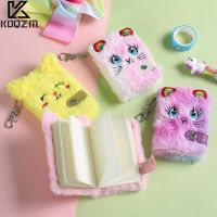 Kawaii Cute Cat Plush Notebook For Girls Pendant Keychain Furry Cats Notebook Daily Planner Journal Book Note Pad Stationery