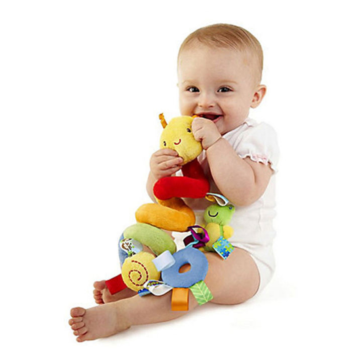 ของเล่นของเล่นมือเขย่ากลึงแขวนไว้แบบเกลียวสำหรับการเดินทางด้วยที่นั่งรถรถเข็นสำหรับเด็กทารก