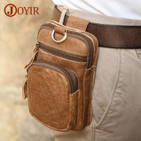 JOYIR Mens Waist Bag Genuine Leather Belt Bag Phone Pouch Vintage Man Belt Pouch Waist Pack with Hook Travel Male Fanny Pack