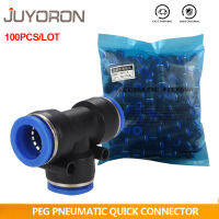 100pcs50pcs PEG Pneumatic Fittings T Type 3-Way Slip Lock T Air 4686-86-4mm Gas Plastic Quick Connectors