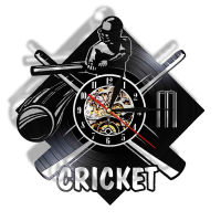 Cricket Bat 3D Quartz Wall Clock Players Ball Silhouette Watch Room Night Lamp Remote Control Cricket Sport Club Hanging Decor