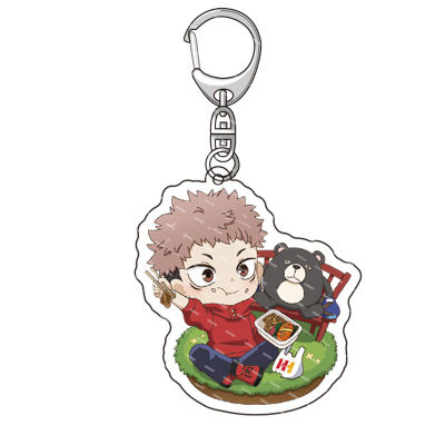 Jujutsu Kaisen Keychain Anime Keyring Acrylic Cute Cartoon Bag Pendant Camp Gojo Satoru Nobara Key Chain Gifts